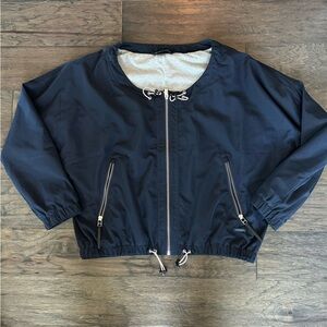 Athleta Navy Windbreaker Jacket Size L Lightweight Active Travel